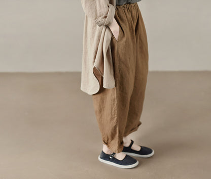 edoa Tapered Boyfriend Heavy Weight Washed Linen Pants