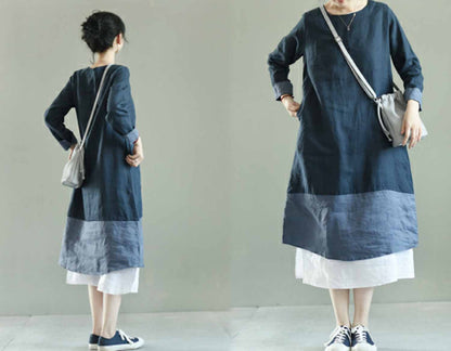 edoa Two-toned Linen Tunic Dress