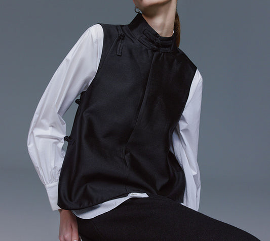 edoa Silk Taffeta Chinese Vest 