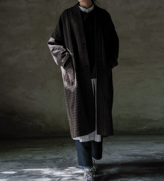 edoa Mud Tussah Silk Jacquard Kimono Coat