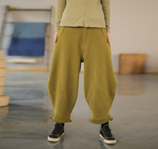 edoa Loose Unisex Cotton French Terry Cropped Pants