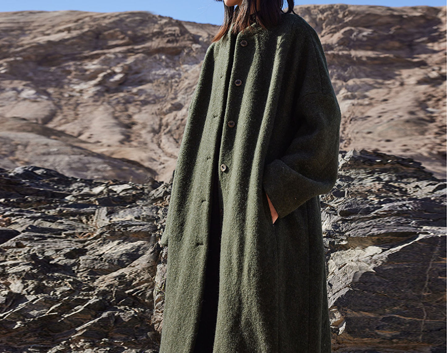 edoa Winter Boiled Wool Oversized Coat 