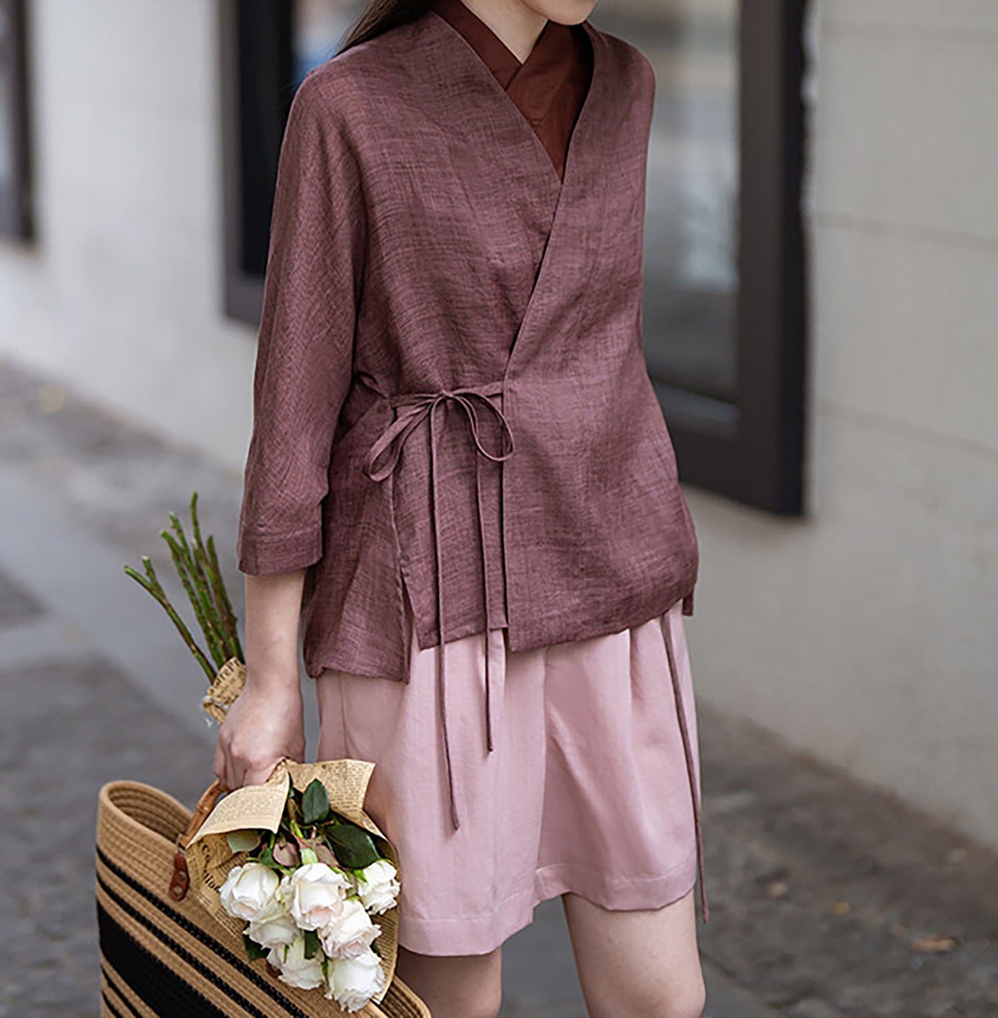 edoa Distressed Gauzy Ramie Hanfu Jacket