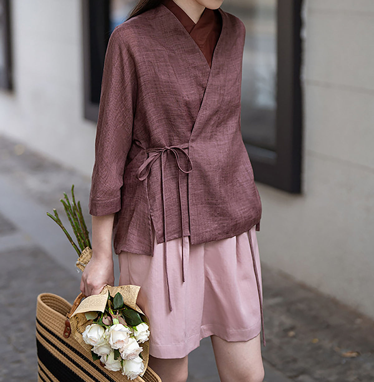 edoa Distressed Gauzy Ramie Hanfu Jacket