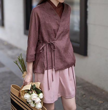 edoa Distressed Gauzy Ramie Hanfu Jacket