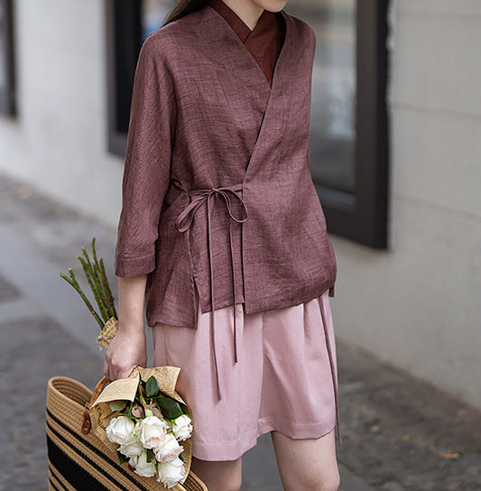 edoa Distressed Gauzy Ramie Hanfu Jacket