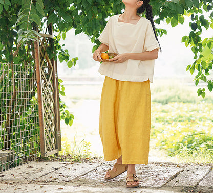 edoa Linen Above Ankle Length Trousers