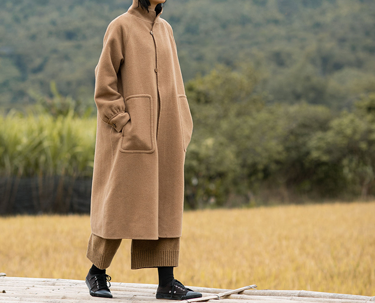 edoa Double Faced Wool Camel Hair Coat 
