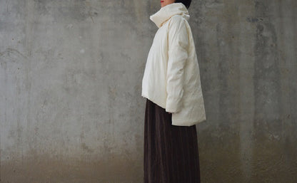 edoa Light Weight Dupioni Silk Goose Down Turtleneck Coat
