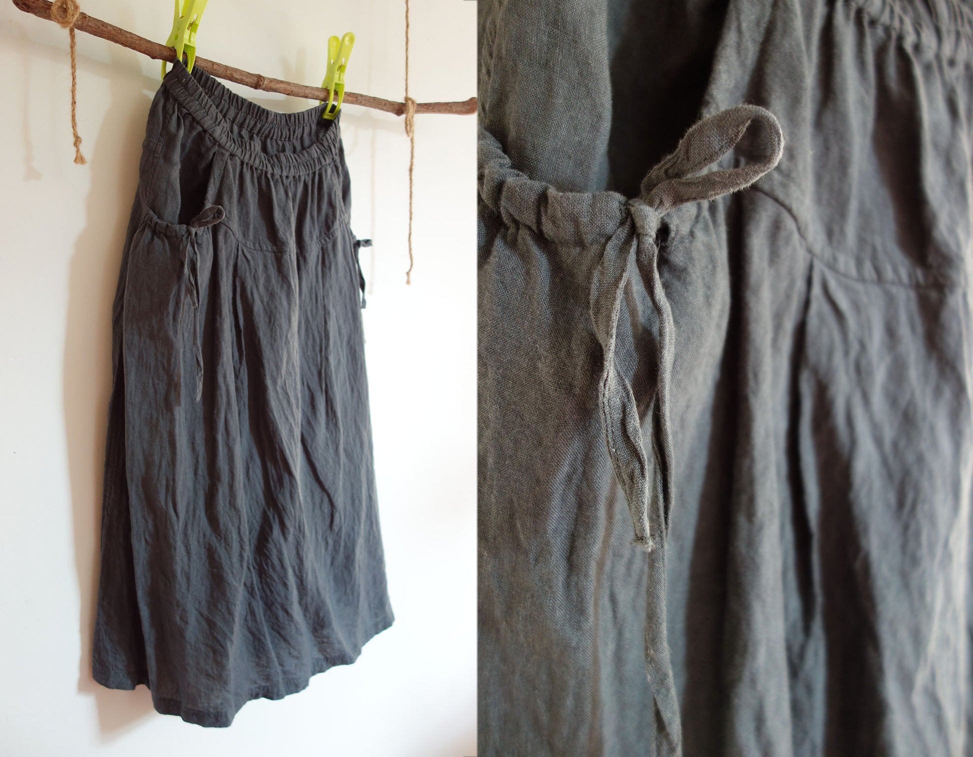 edoa Linen A-line Midi Skirt