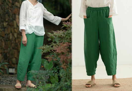 edoa St Patrick's Day Linen Pants