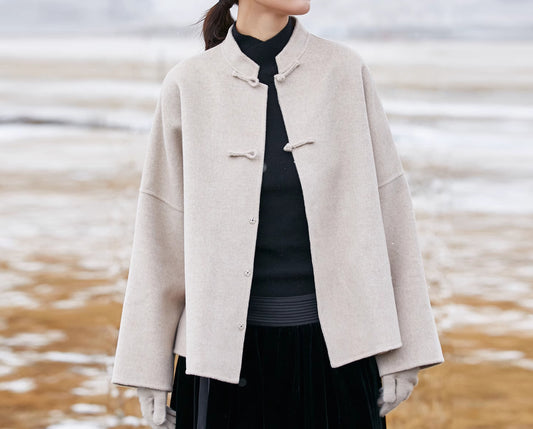 edoa Double Faced Wool Chinese Coat