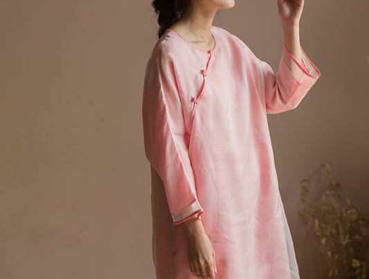 edoa Modified Silk Organza Cheongsam Dress