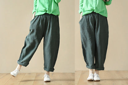 edoa Tapered Boyfriend Washed Linen Pants