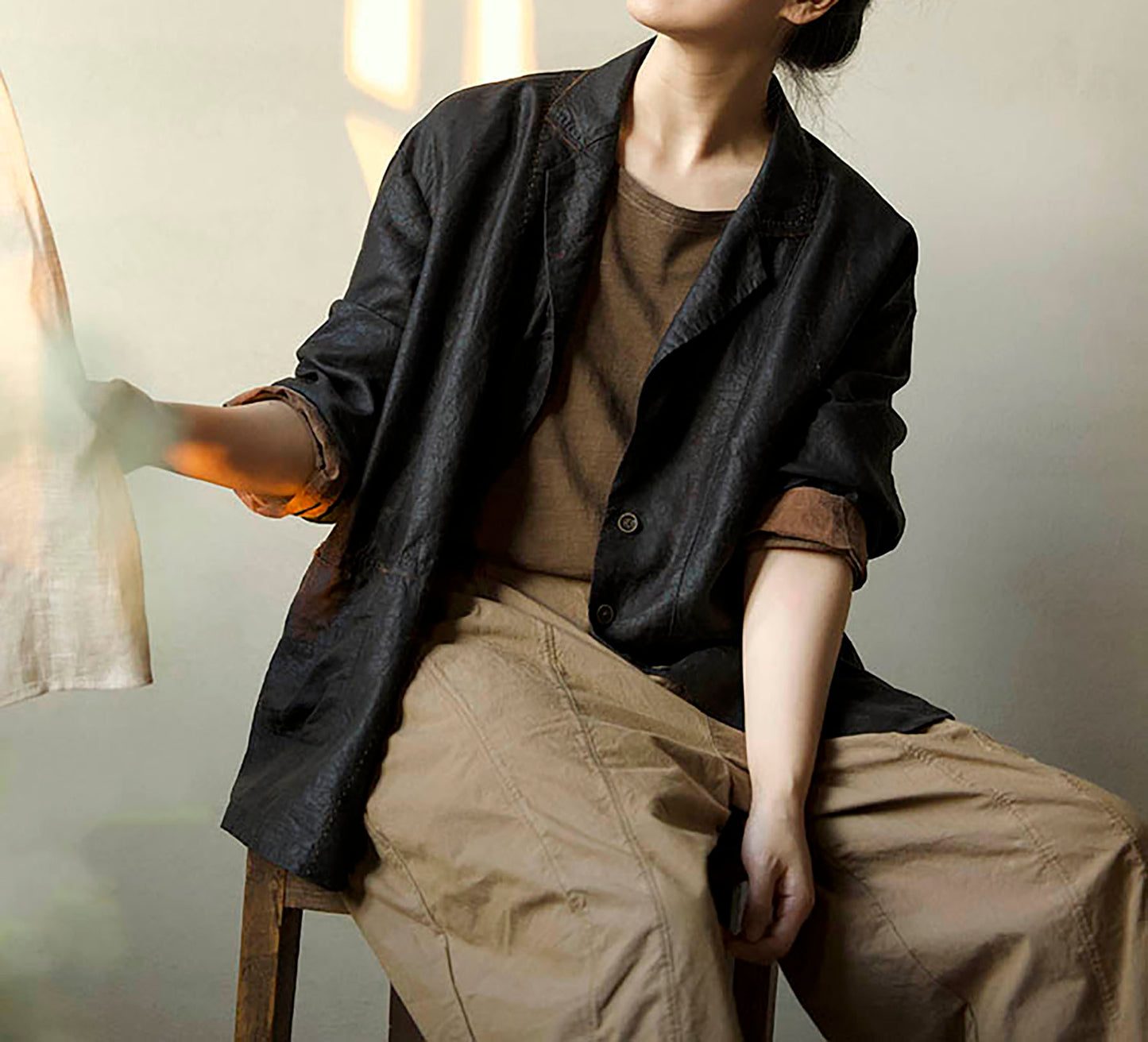 edoa Cracked Mud Silk Blazer 