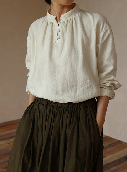 edoa Tussah Silk Linen Blend Chines Blouse