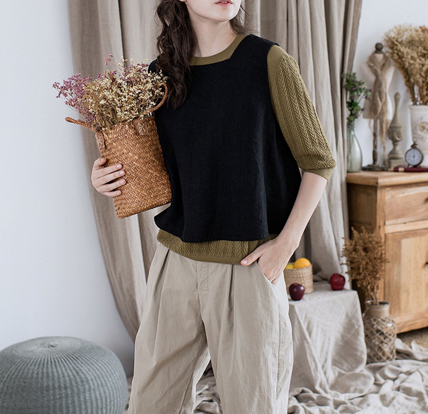 edoa Heavy Weight Washed Linen Vest 