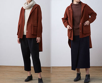 edoa Double Faced Wool Stand Collar Coat