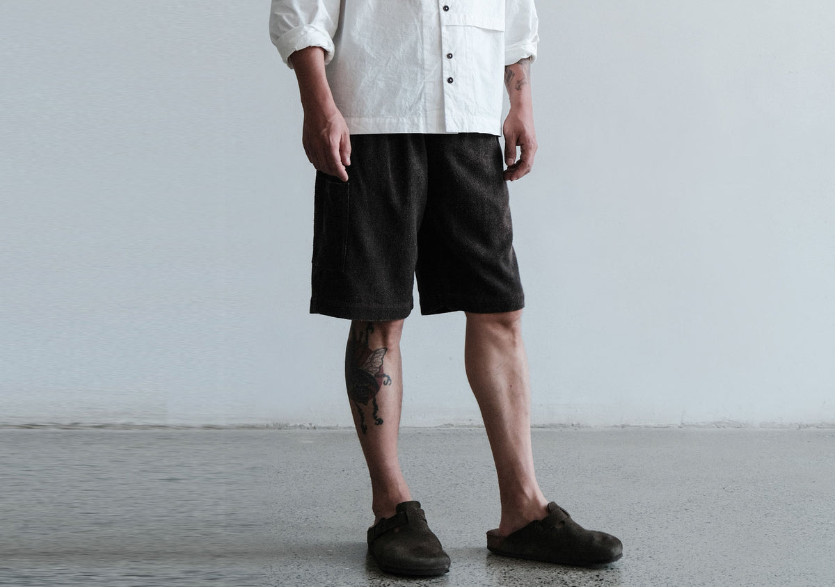 edoa Heavy Weight Mud Tussah Silk Shorts