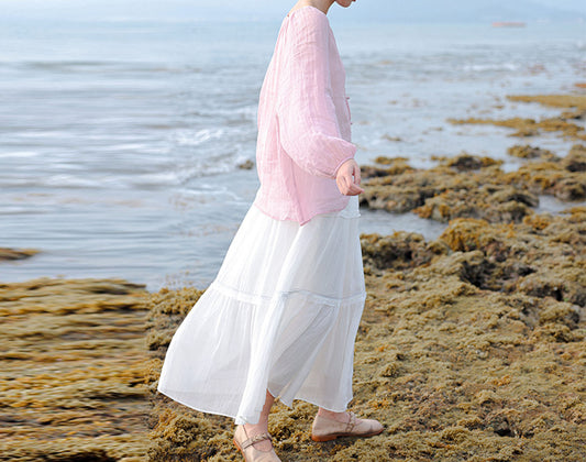 edoa Crinkled Tiered Maxi Skirt