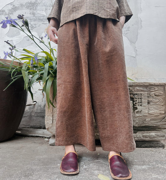 edoa Handmade Cracked Mud Silk Pants