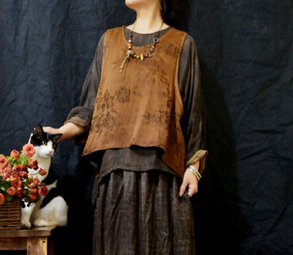 edoa Reversible Mud Silk Rayon Blend Jacquard Vest