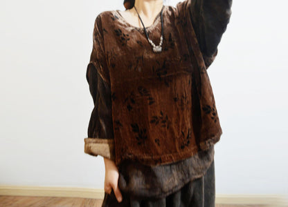 Loose Plant Dyed Silk Velvet Vest to0325 X018
