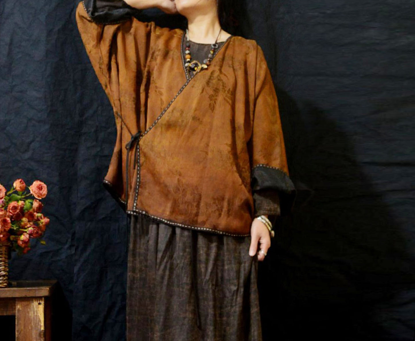 edoa Reversible Mud Silk Rayon Blend Jacquard Hanfu 