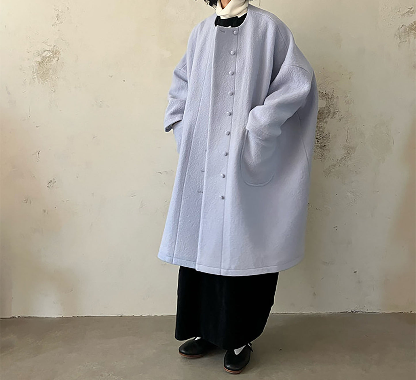 edoa Winter Boiled Wool Oversized Coat
