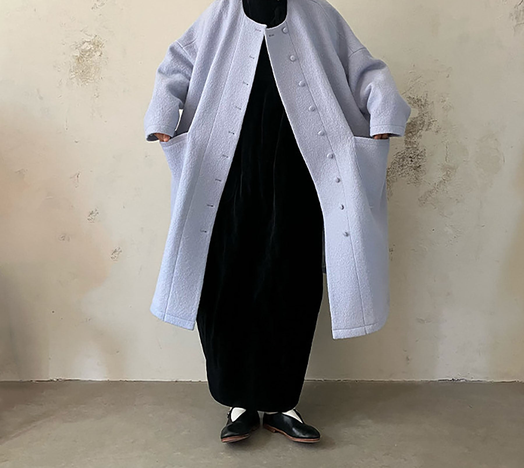 edoa Winter Boiled Wool Oversized Coat