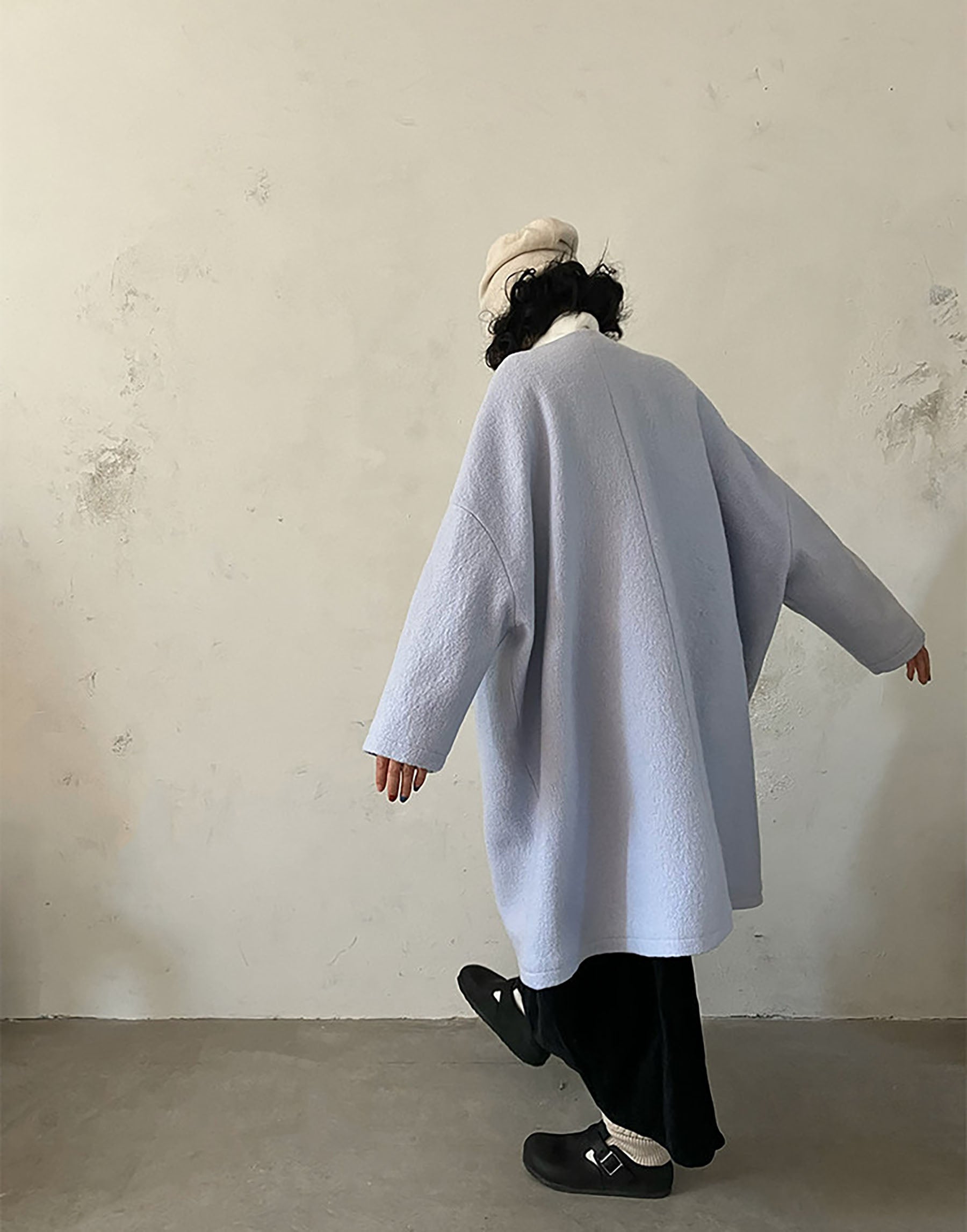 edoa Winter Boiled Wool Oversized Coat