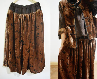 Loose Dioscorea Dyed Silk Velvet Skirt sk0081 X023