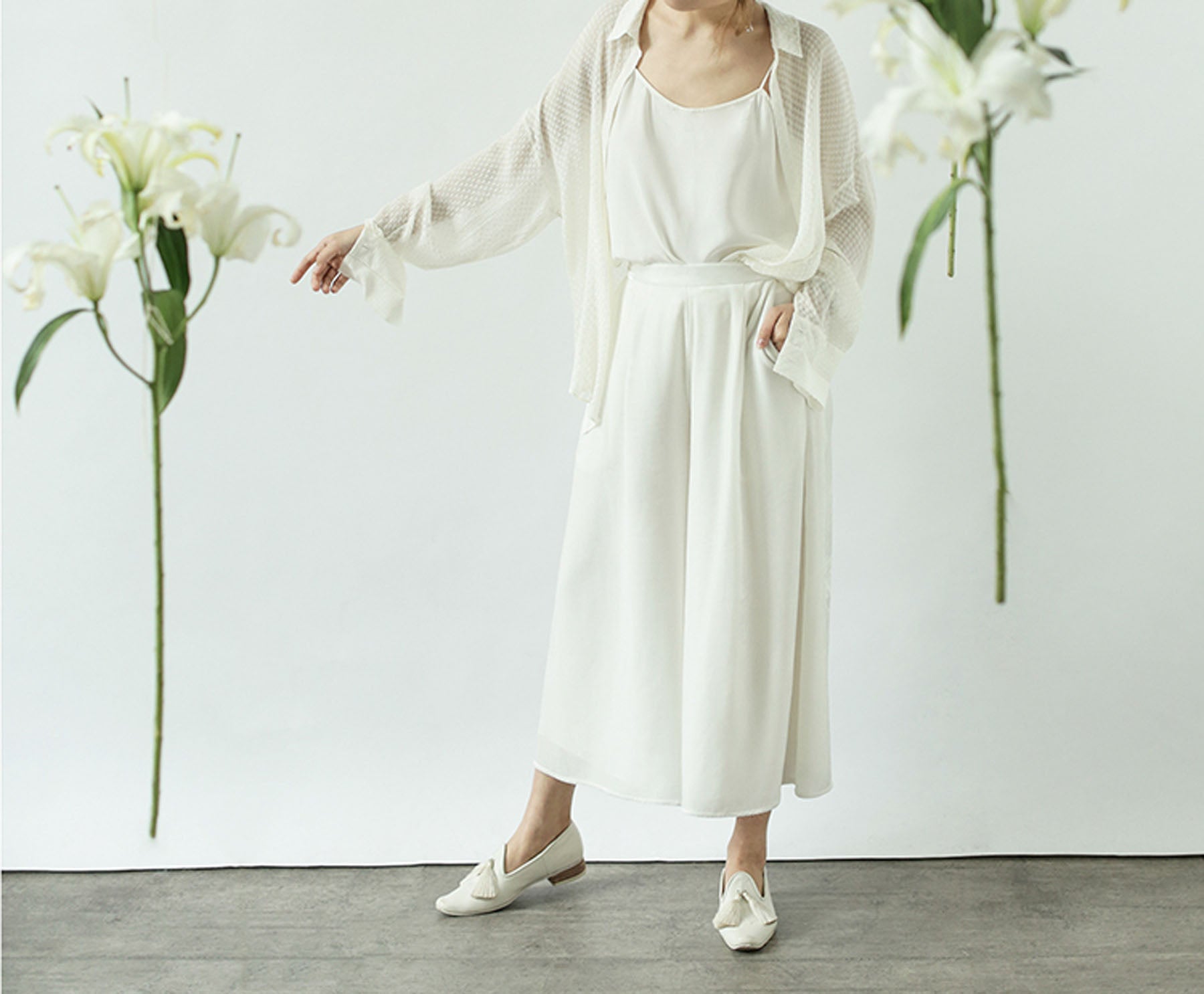 edoa Silk Velvet Wide Leg Pants