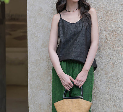 edoa Crackle Mud Silk Cami Top with Double Strap