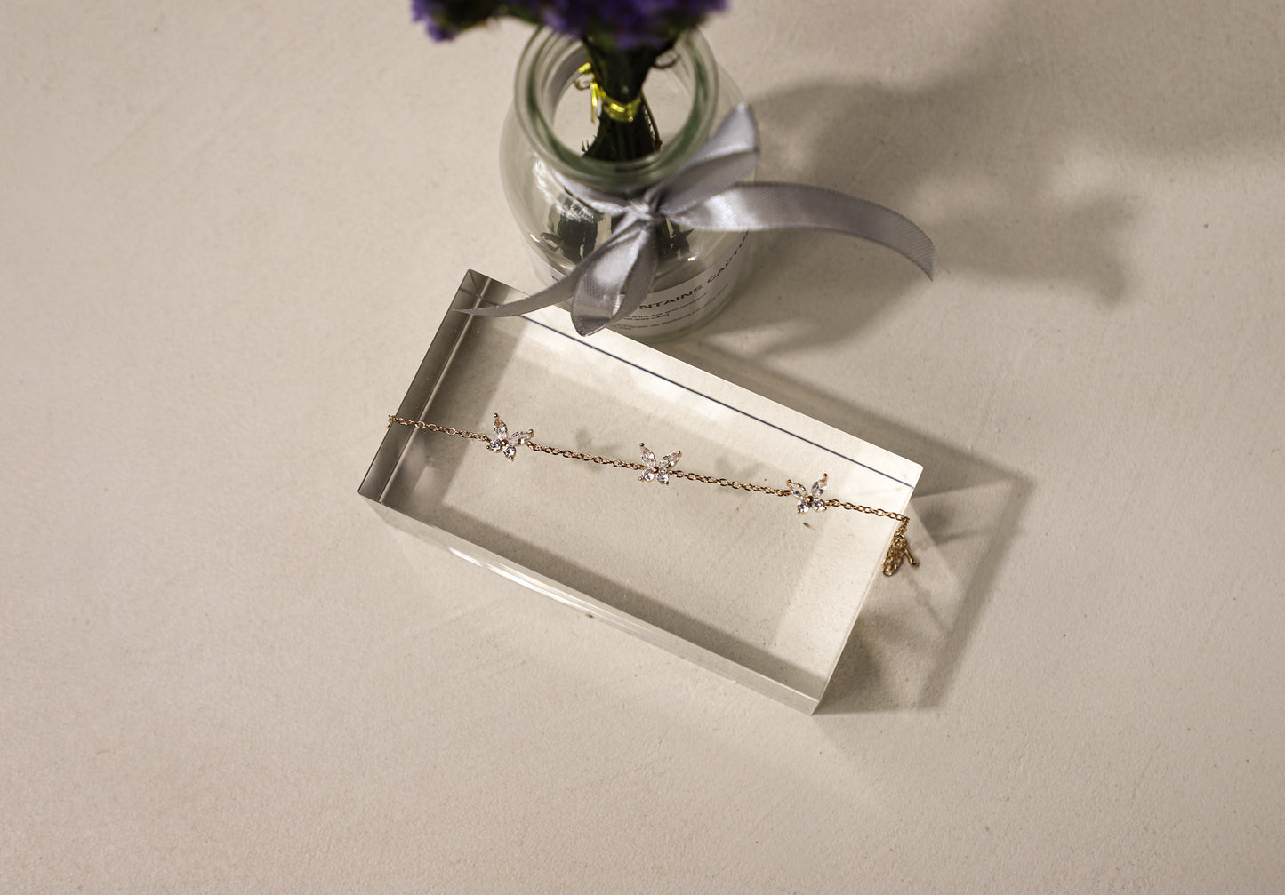 edoa Minimlaist Triple Dinamond Butterfly Bracelet 