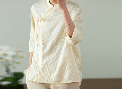 edoa Tussah Silk Chinese Blouse 