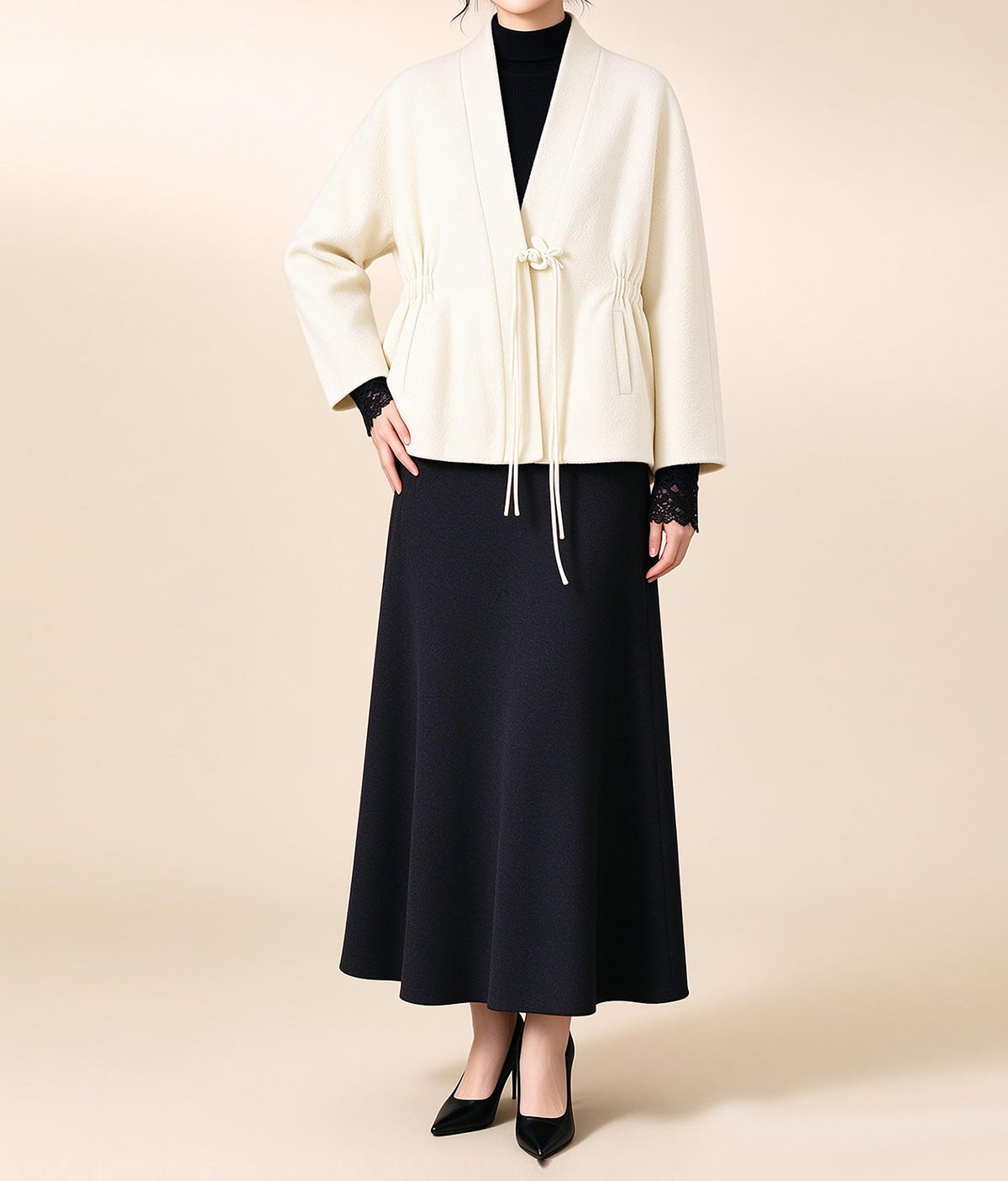 edoa Winter Boiled Wool Chinese Coat