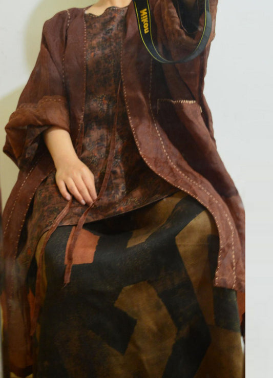 Mud Silk Satin-organza Duster Coat co0150 A796