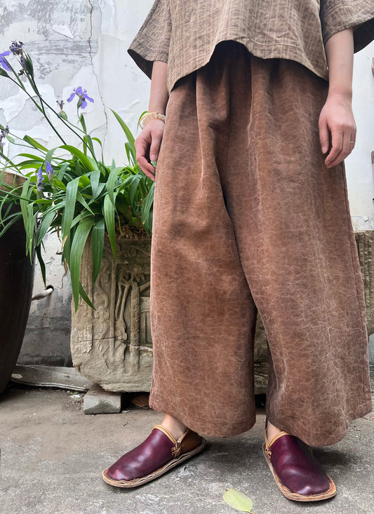 edoa Handmade Cracked Mud Silk Pants
