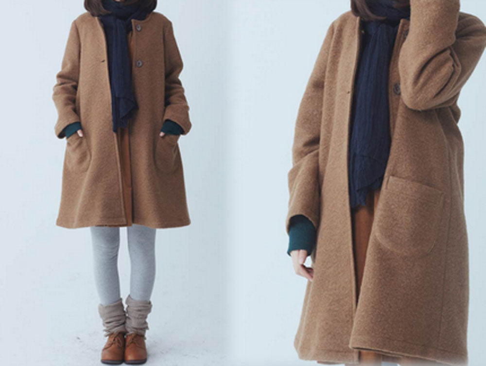 edoa Winter Boiled Wool A-line Coat 