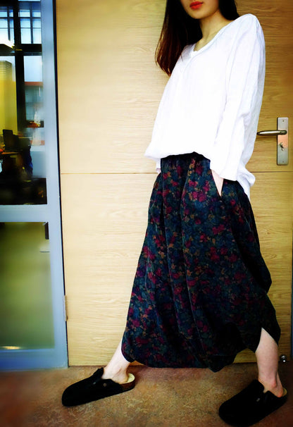 edoa Printed Mud Silk Habotai Harem Pants