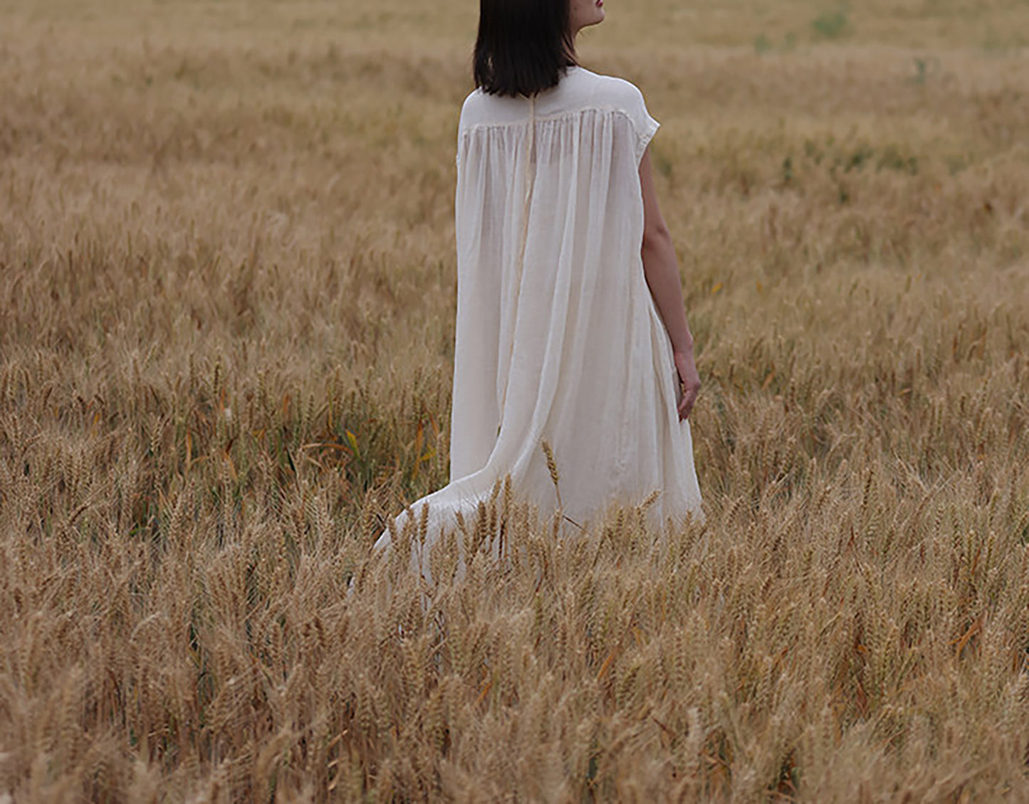 edoa Oversized Summer Light and Airy Ramie Robe with Geometric Patchwork
