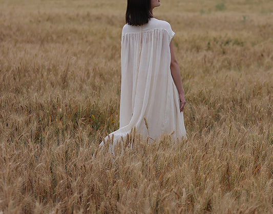 edoa Oversized Summer Light and Airy Ramie Robe with Geometric Patchwork