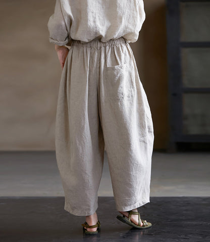 edoa Eco-friendly Flax Linen Tapered Pants