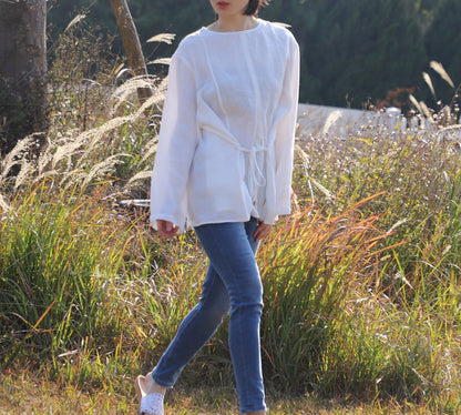 edoa Oversized Two Way Collar Linen Shirt