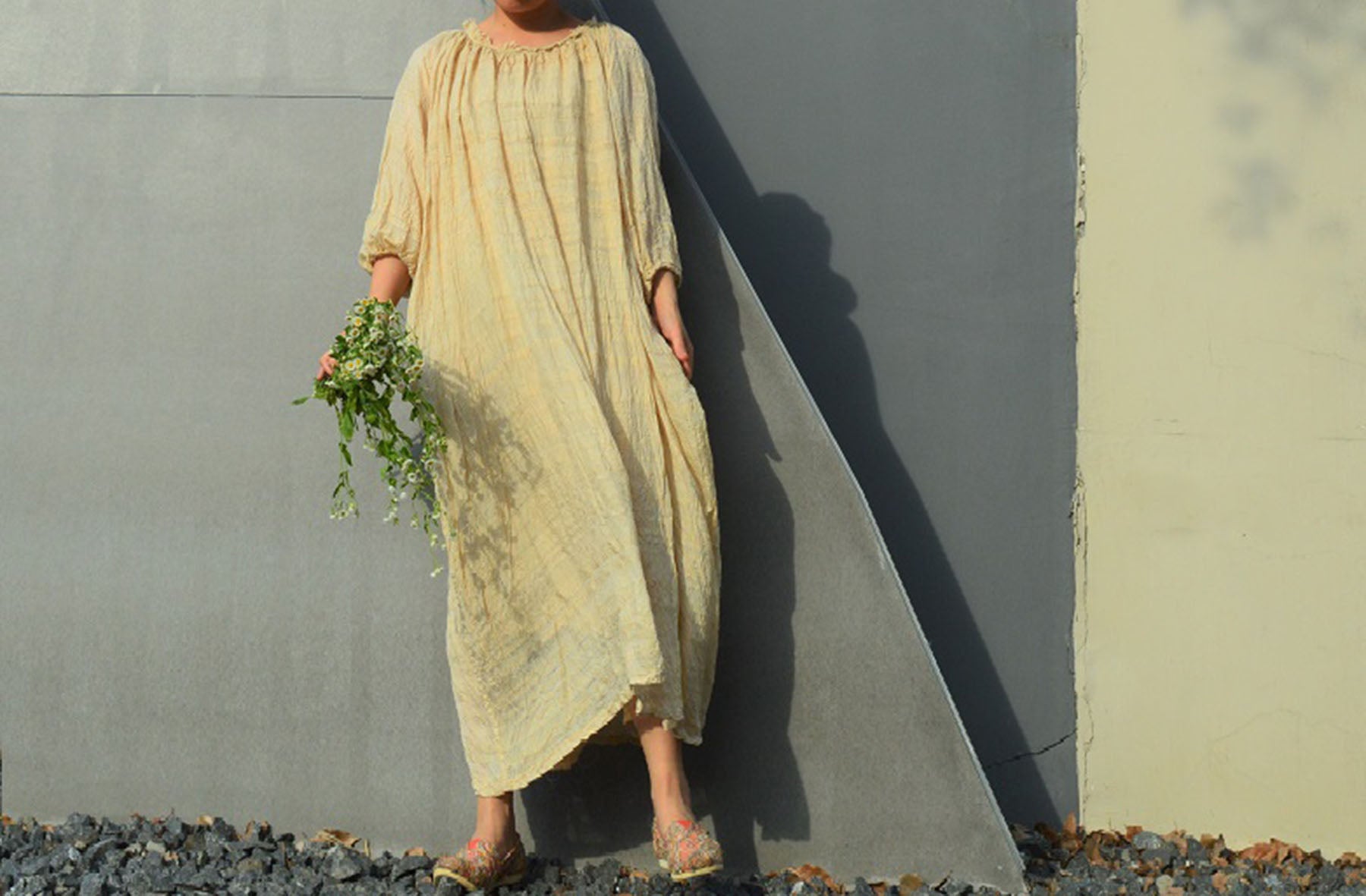 edoa Super Loose Fitting Hand-spun Tussah Silk Dress