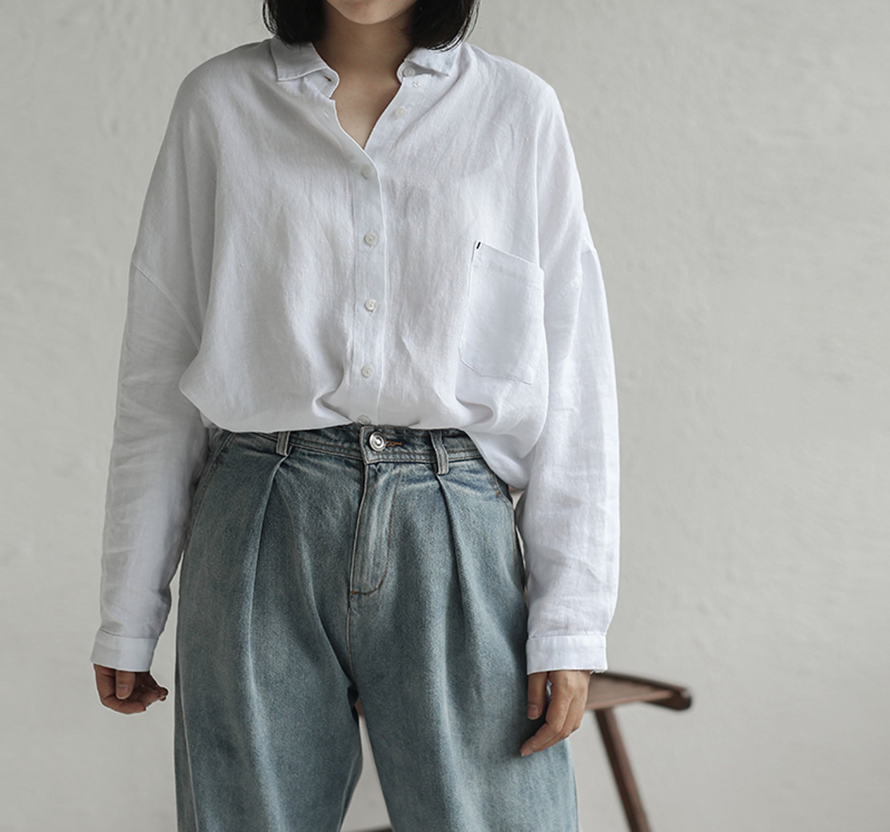 edoa  Loose Linen Shirt