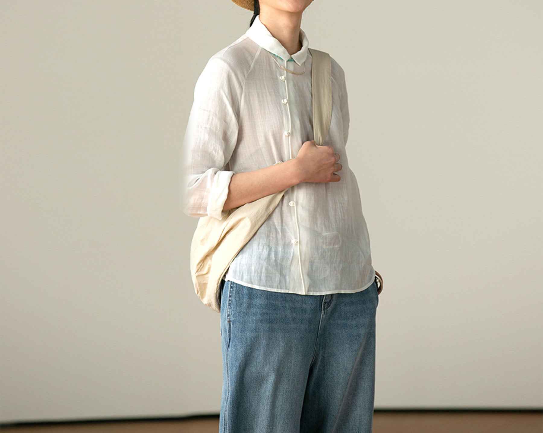 edoa High Counted Ramie Chinese Style Top