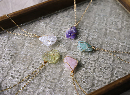 edoa Raw Crystal Wire Wrapped Necklace