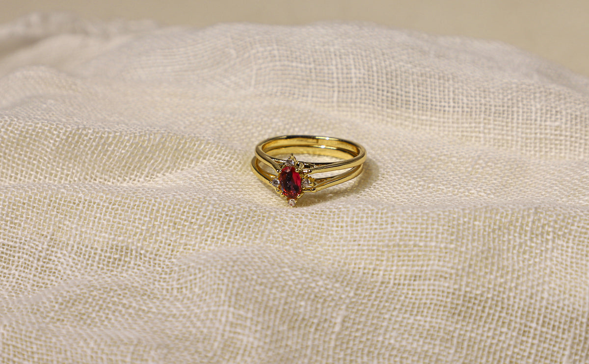 edoa edoa Two-Finger Switching Duo Gemstone Ring